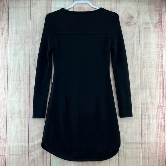 Banana Republic Black Ribbed Knit Sweetheart Long Sleeve Sweater Dress Size S - Picture 2 of 7